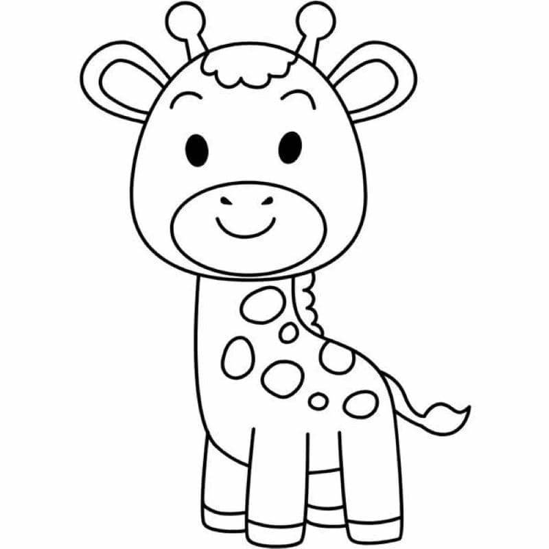 tô màu con hươu cao cổ đơn giản