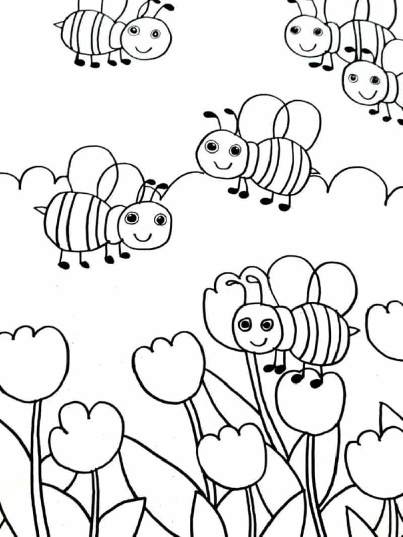 tô màu con ong cute cho bé