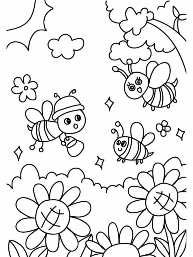 tô màu con ong cute