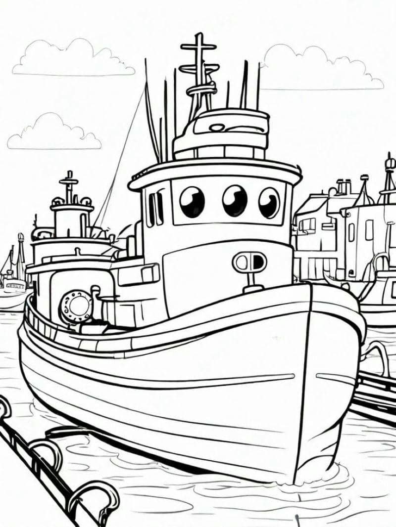 tô màu con thuyền đơn giản cho bé