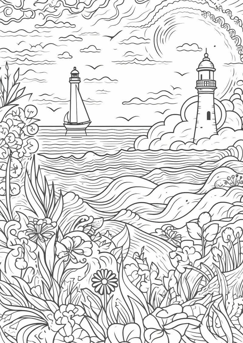 tô màu thuyền buồm đơn giản cho bé