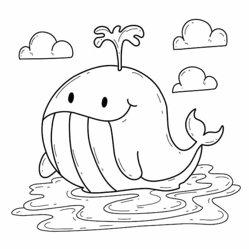 tranh tô màu cá voi cho bé