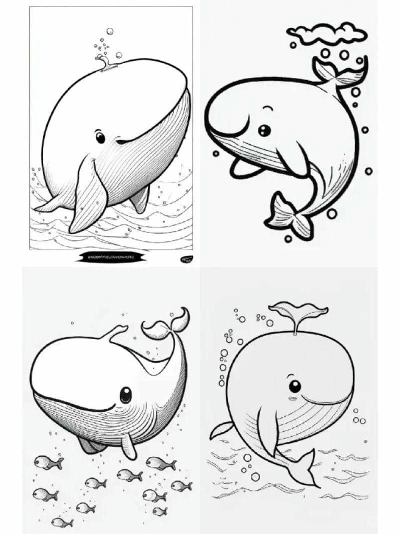 tranh tô màu cá voi đơn giản