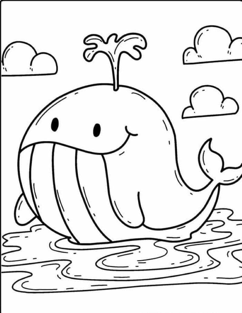 tranh tô màu cá voi