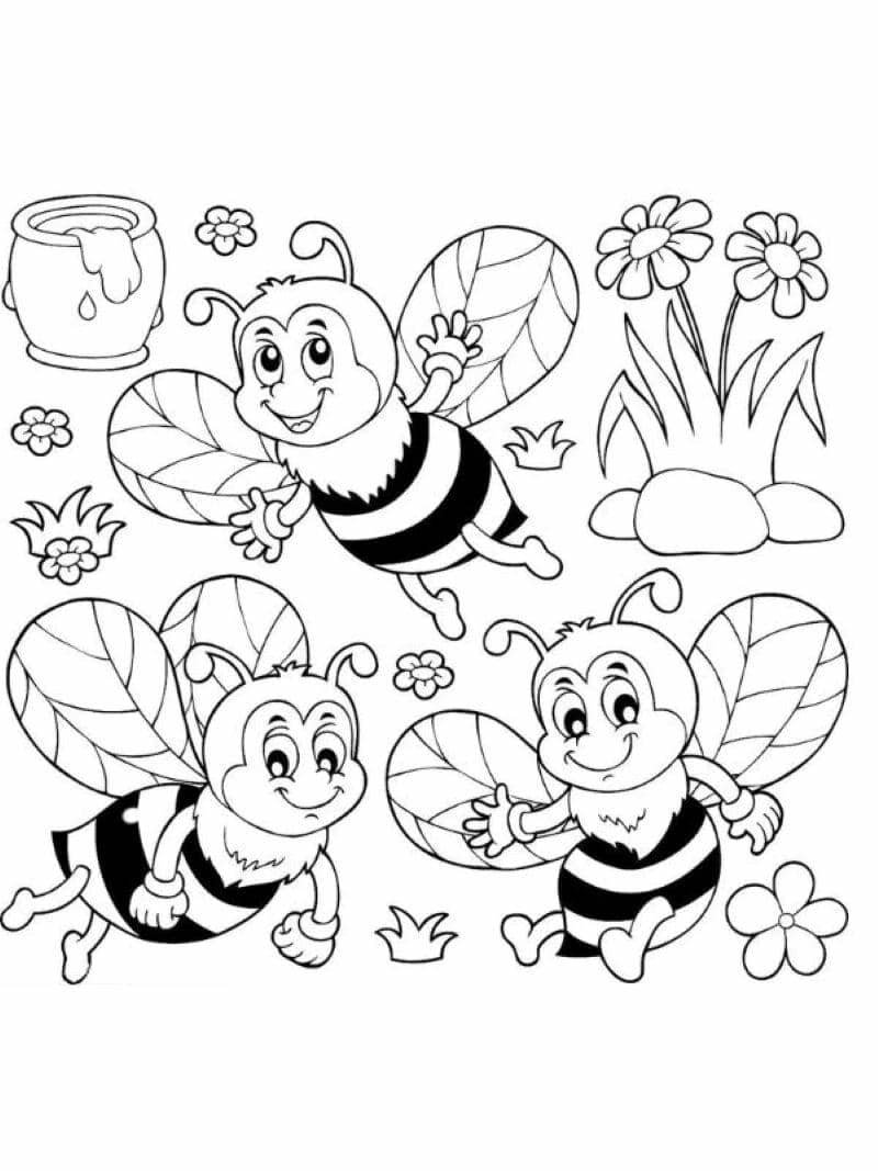 tranh tô màu con ong cute