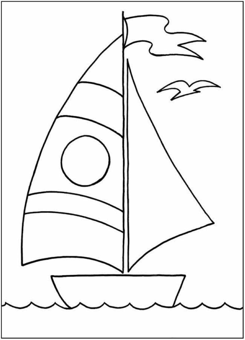 tranh tô màu con thuyền