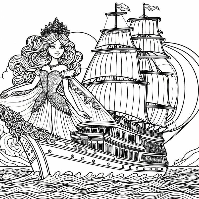 tranh tô màu hình con thuyền