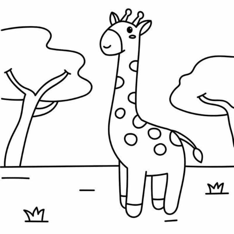 tranh tô màu hươu cao cổ cho bé