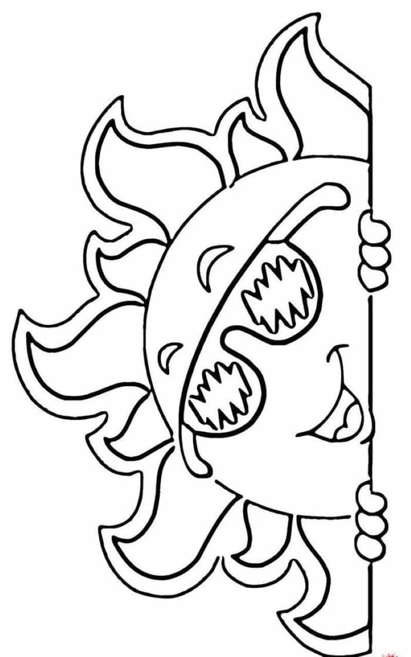 tranh tô màu mặt trời