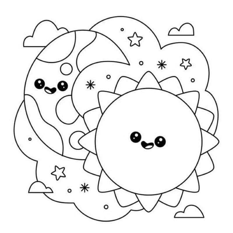 tranh tô màu ông mặt trời đơn giản cho bé