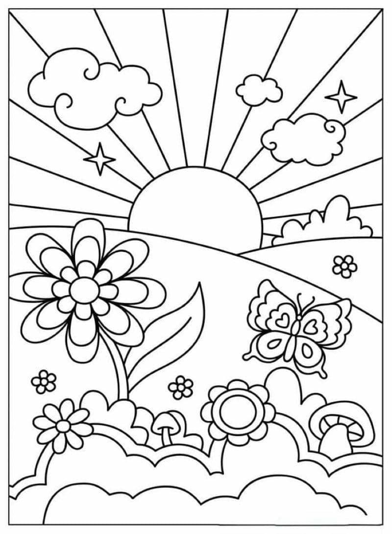 tranh tô màu ông mặt trời