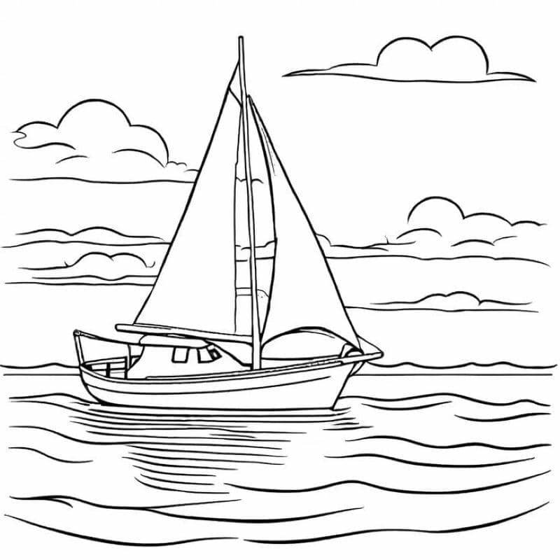 tranh tô màu thuyền